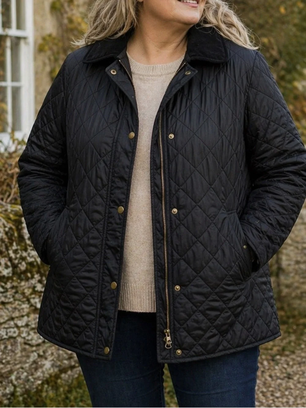 Barbour Black Quilted Jacket Womens US 12 UK 16 Lightweight Coat - Picture 2 of 6